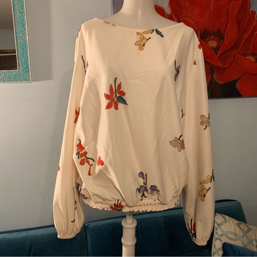 NPC Fashions Vintage Multi-Color Floral Blouse Top Shirt M Union Made USA